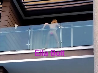 She Caught me in a beeline I Spy say no to riding  a Big Dildo coupled with Squirting in Balcony ELLA Stiffly